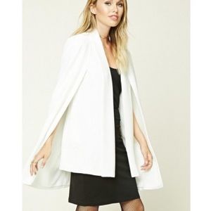 Forever 21 White Padded Classic Cape Blazer Jacket, Size XL